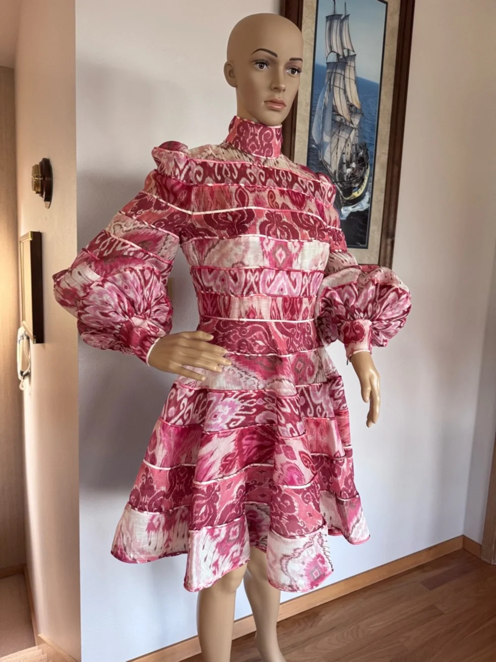 Zimmermann Wavelength Spliced Print Mini Dress Size AU 1 (US 4-6) Small. - Picture 5 of 16